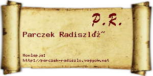 Parczek Radiszló névjegykártya